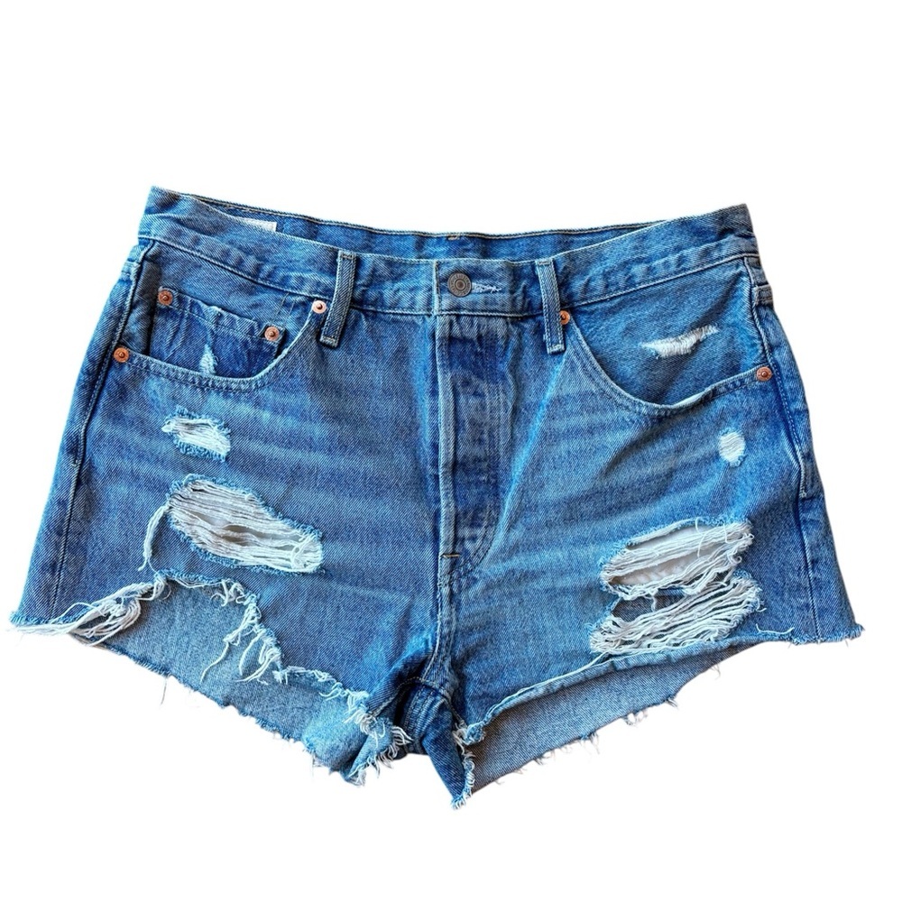 Levi's Distressed Blue Denim Jean Shorts